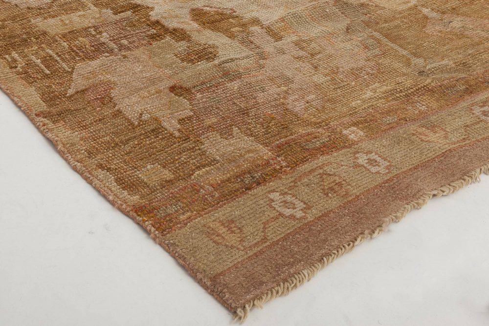 Early 20th Century Oushak Light Beige, Taupe, Sandy and Brown Handwoven Wool Rug BB6358