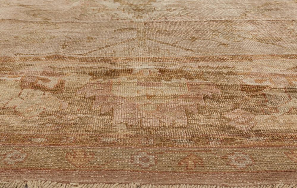 Early 20th Century Oushak Light Beige, Taupe, Sandy and Brown Handwoven Wool Rug BB6358