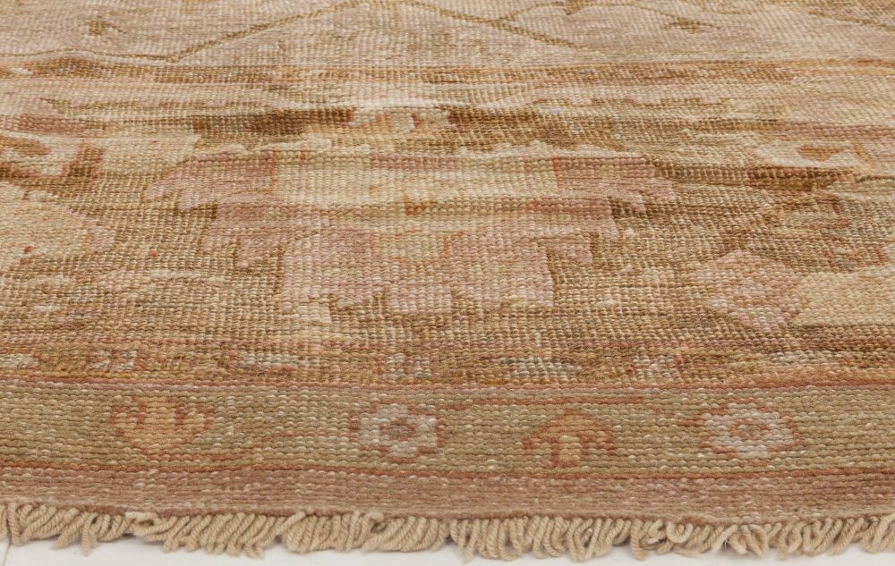 Early 20th Century Oushak Light Beige, Taupe, Sandy and Brown Handwoven Wool Rug BB6358