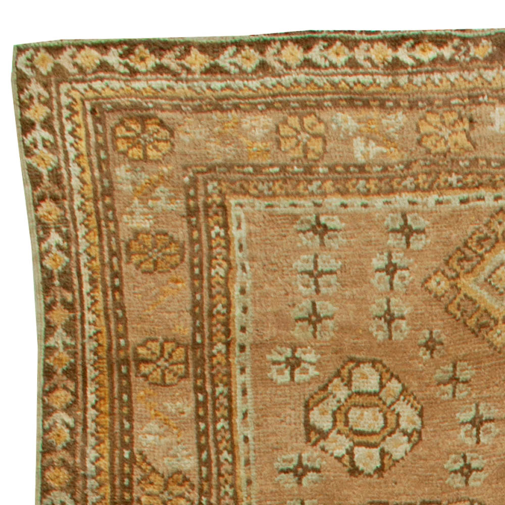 Antique Turkish Oushak Brown, Beige & Gray Handwoven Wool Rug BB6084