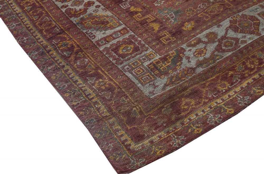 Mid-20th Century Red and Yellow Oushak Handmade Wool Rug BB6332