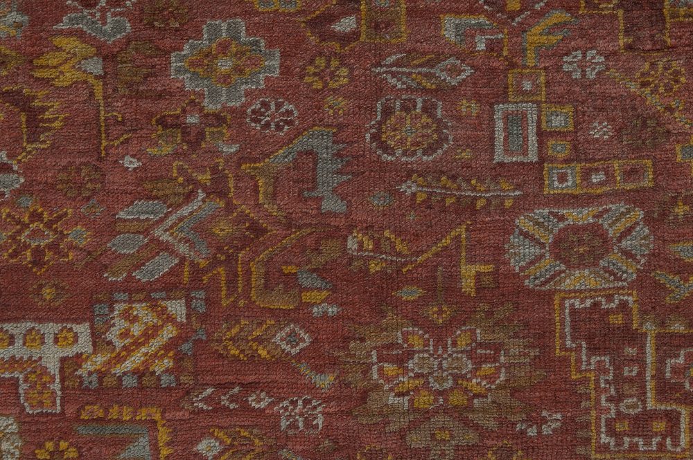 Mid-20th Century Red and Yellow Oushak Handmade Wool Rug BB6332