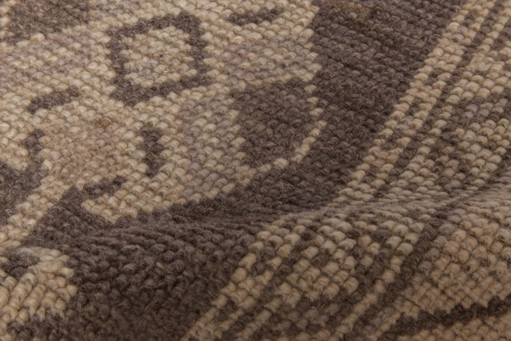 Vintage Turkish Oushak Cool Brown and Light Beige Wool Rug BB6053