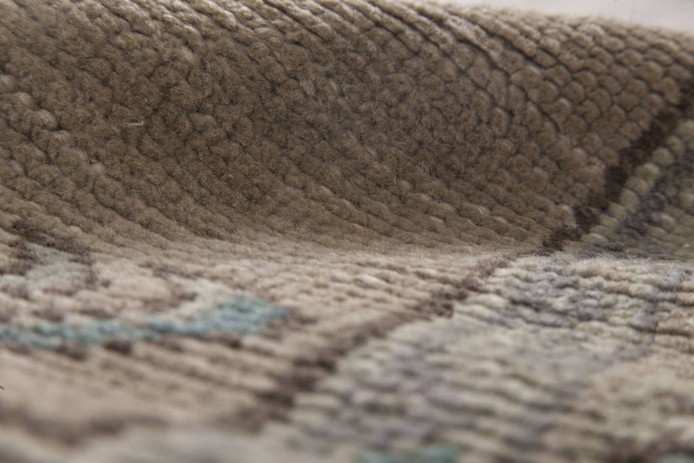 Midcentury Oushak Wool Runner “Fragment” in Aquamarine and Beige BB6490