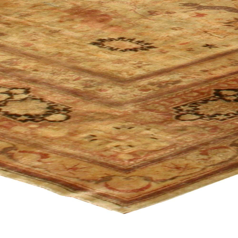 Antique Turkish Sivas Animal Botanic Brown Handmade Wool Carpet BB1807