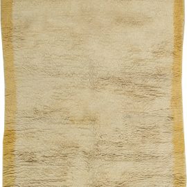 Mid-20th century Modern Turkish Tulu Ivory and Yellow Wool Rug BB3203