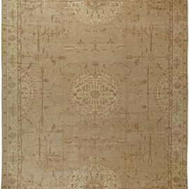 Antique Turkish Medallion Warm Tan With Brown Hand-Knotted Wool Carpet – Circa 1900 BB5597