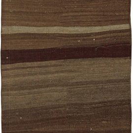 Turkish Vintage Abstract Warm Tan Hand-Knotted Wool Runner BB5766