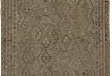 Mid-20th century Turkish Geometric Deep Brown, Beige <mark class='searchwp-highlight'>Kilim</mark> Wool Rug BB5467