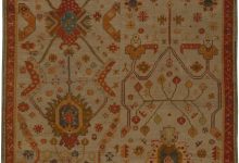 19th Century <mark class='searchwp-highlight'>Turkish</mark> Oushak Botanic Beige Orange Handmade Wool Rug (Size Adjusted) BB5449