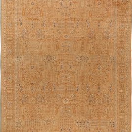 Turkish Antique Floral Allover Warm Tan Hand-Knotted Wool Carpet BB5604