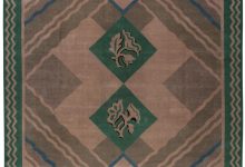 Vintage Chinese Art Deco Green, Blue and Beige Handwoven Wool Rug BB5399
