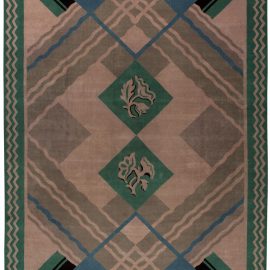 Chinese Art Deco Vintage Geometric Classic Taupe – Hand-Knotted Wool Rug BB5399