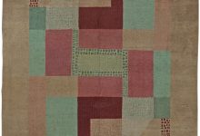 Early 20th Century Art Deco Beige, Green, Pink and Maroon Handmade Wool Rug BB5413