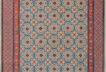 Early 20th Century Samarkand (Khotan) Handmade Rug in Red, Beige and <mark class='searchwp-highlight'>Blue</mark> BB5799