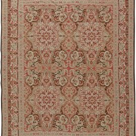 “Shah” Modern Bessarabian Floral Warm Tan Handmade Wool Rug N11015