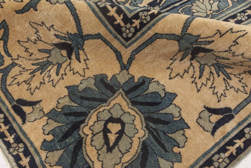 Oversized Antique Indian Beige, Blue Handmade Wool Rug BB5360