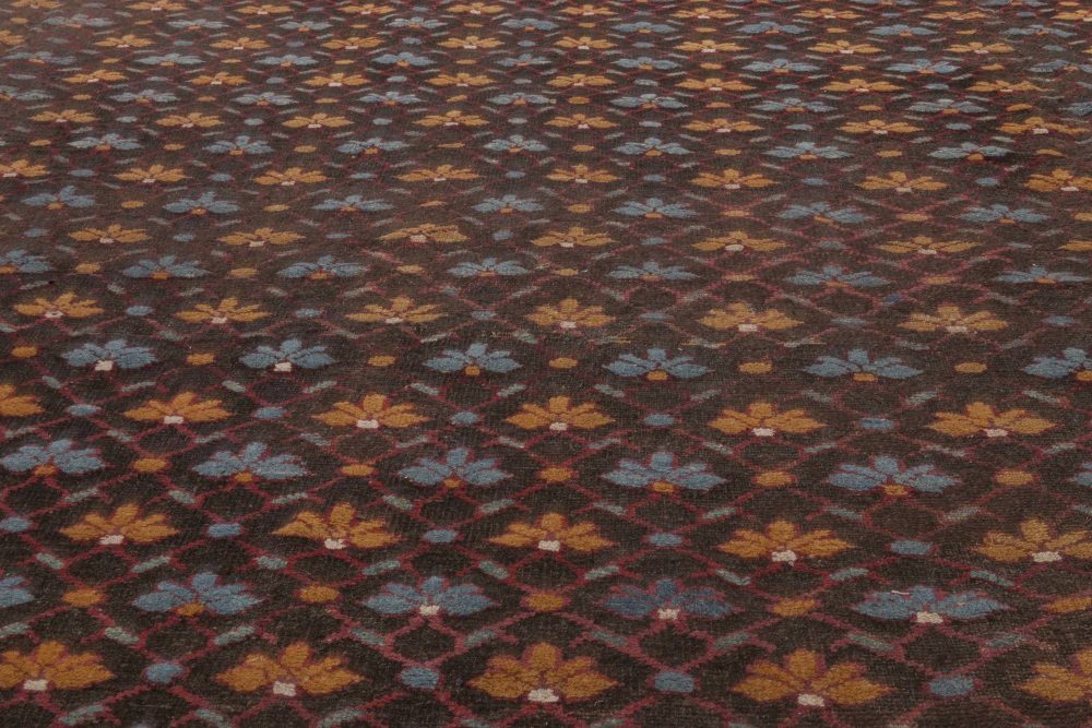 One-of-a-kind Antique Indian Blue, Gold Beige, Red Handmade Wool Rug BB3137