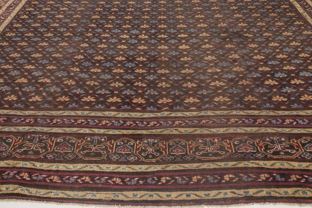 One-of-a-kind Antique Indian Blue, Gold Beige, Red Handmade Wool Rug BB3137