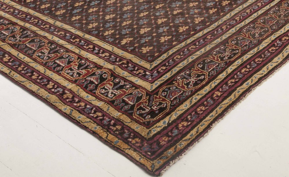 One-of-a-kind Antique Indian Blue, Gold Beige, Red Handmade Wool Rug BB3137