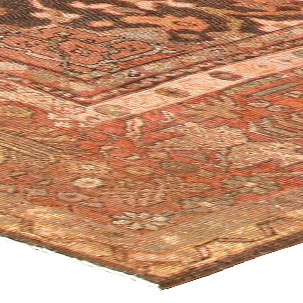 Authentic 19th Century Persian Sultanabad Brown Handmade Wool Rug BB3405
