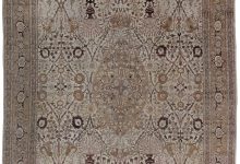 Antique Persian Tabriz Botanic Gray Handmade Wool Rug BB0507