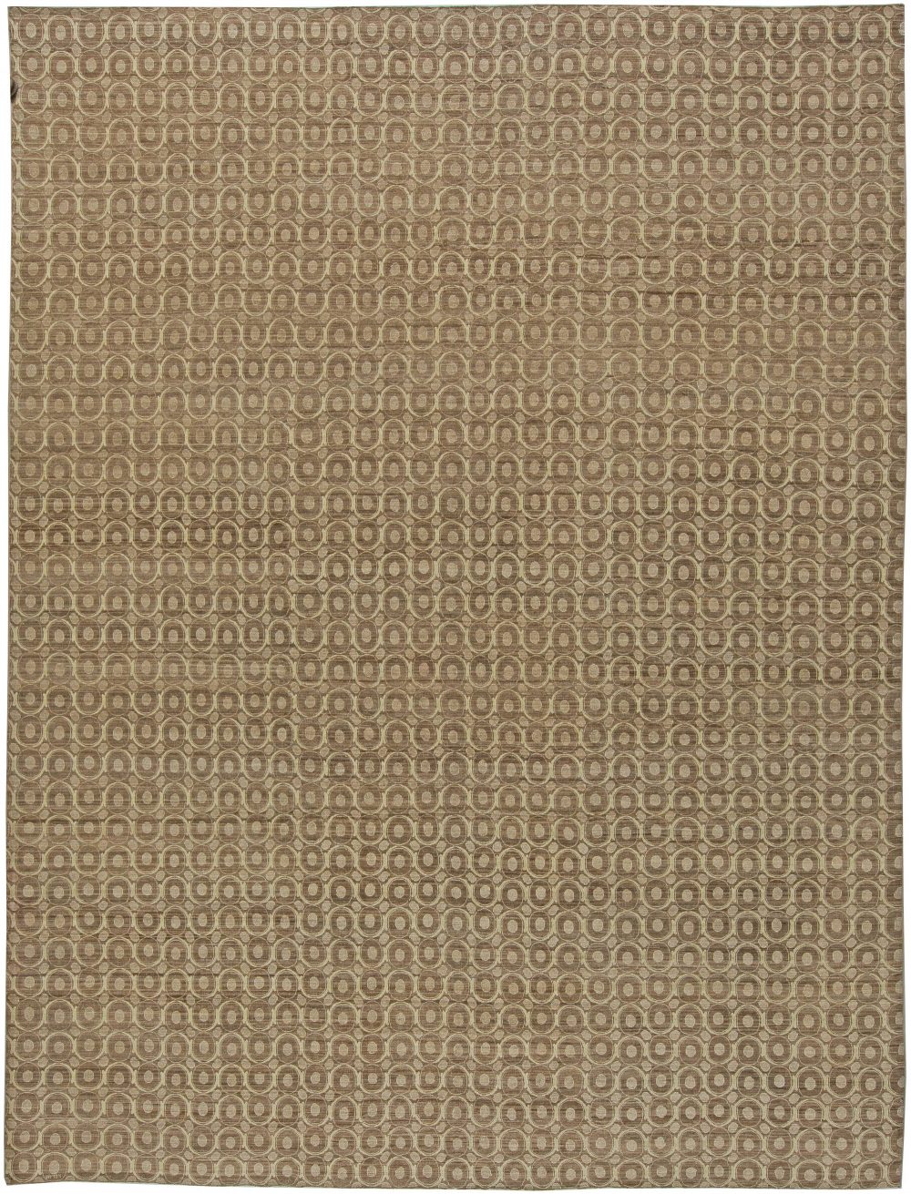 Circular Silk Beige & Brown Rug N11060