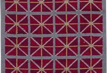 Mid-20th century Swedish Bold Hand Knotted Wool Rug BB6238