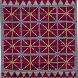 Vintage Swedish Geometric Slate Gray Hand-Knotted Wool Rug – Pile BB6238