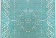 Vintage European Turquoise Handmade Wool Carpet BB2490
