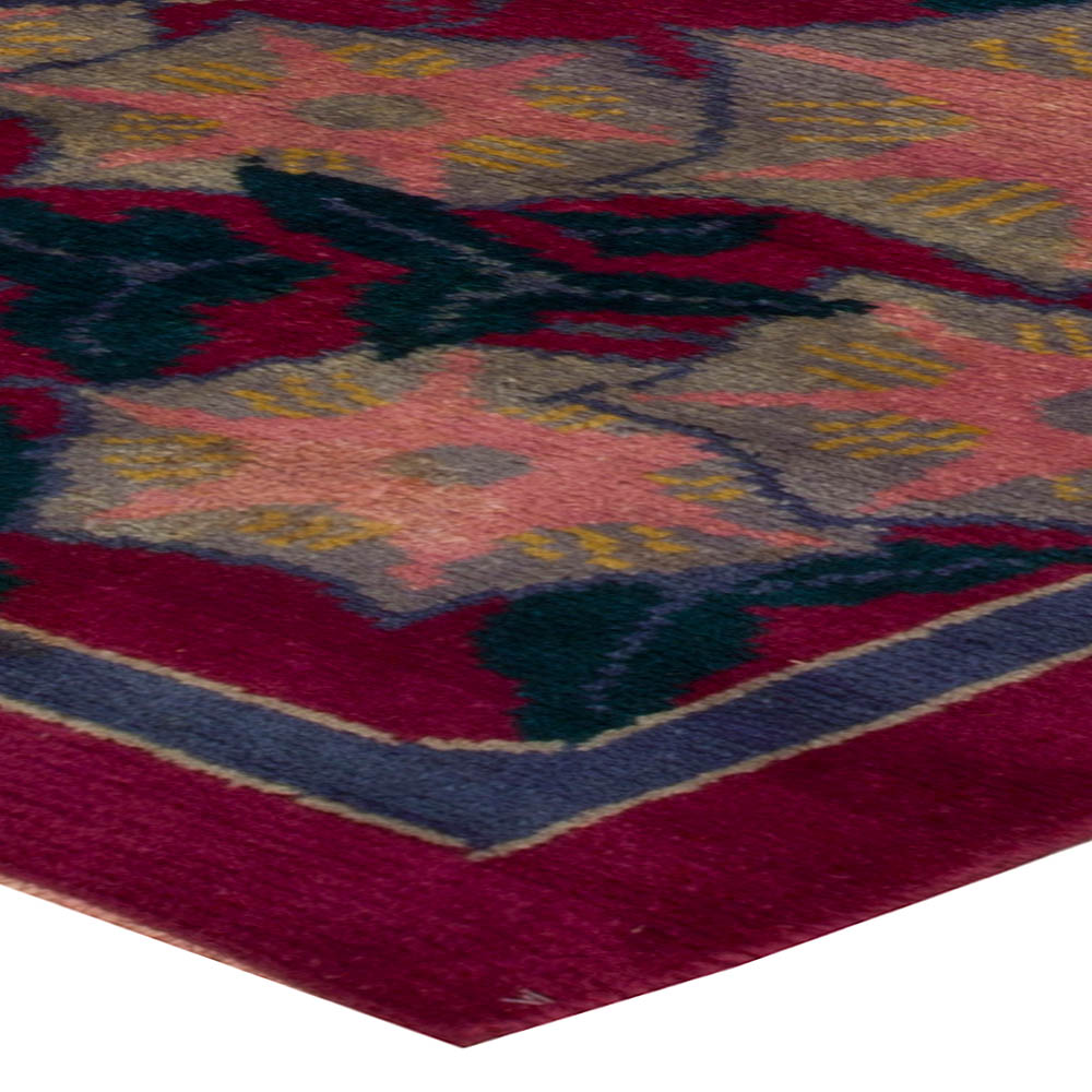 Vintage French Art Deco Purple, Gray, Pink and Blue Rug BB5080