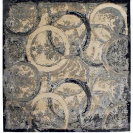 Doris Leslie Blau Collection Oblique Abstract Circles Design Wool Rug N10290