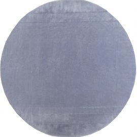 Contemporary Solid Slate Blue Hand-Knotted Mohair Rug “Amethyst Halo” N10559