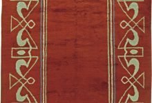 High-quality Art Deco Red, Brown Handmade Wool Rug BB5832