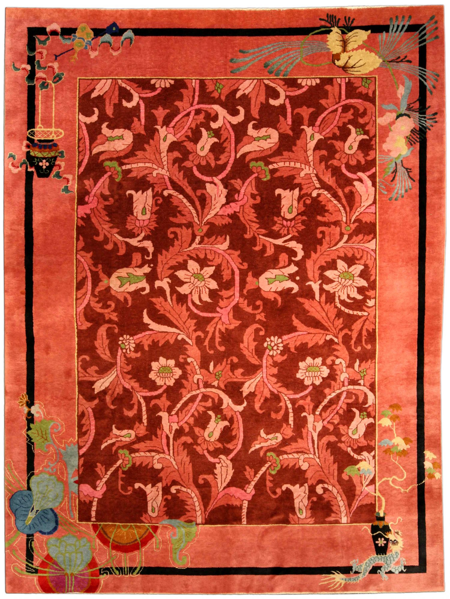 vintage chinese art deco carpet bb  dlb