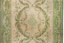 Vintage Irish Donegal Botanic Beige, Green Handmade Wool Rug BB1237