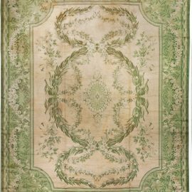 Vintage Irish Arts & Crafts Floral Hand-Knotted Wool Rug BB1237