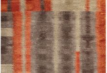 Doris Leslie Blau Collection Modern Art Deco Alfonsina-Rustic Wool & Silk Rug N10839
