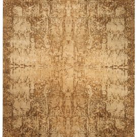 Abstract Modern Mosaic Warm Tan Handmade Wool Rug “Amber Shard” N10395
