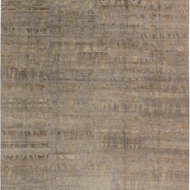 Contemporary Abstract Classic Taupe With Tan Hand-Knotted Silk Rug “Shadows Mauve” N11442