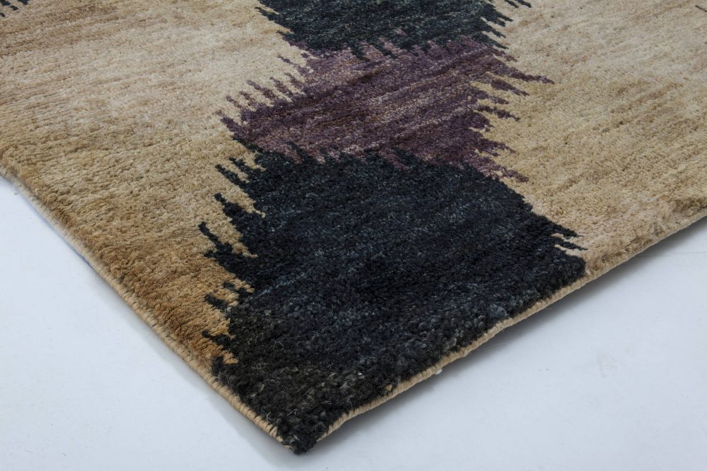 Doris Leslie Blau Collection Abstract Nepalese Brown, Dark Taupe, Black Hemp Rug N11532