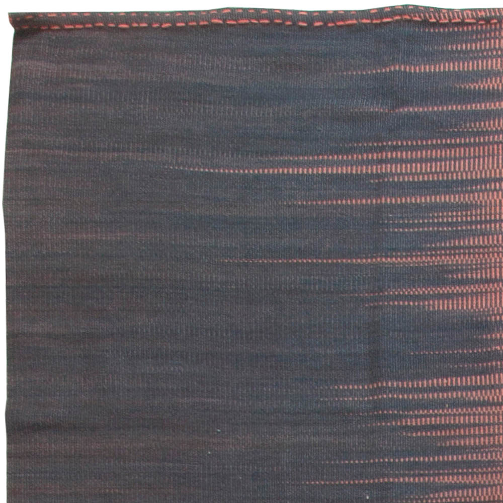 Doris Leslie Blau Collection Kisara, Black & Dusty Pink Turkish Modernist Kilim N10852