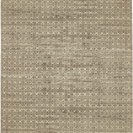 “Entrelace” Modern Geometric Lattice Classic Taupe With Light Beige Handmade Wool Oversized Rug N11292