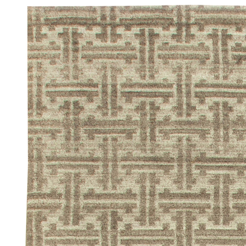 Doris Leslie Blau Collection High-Quality Terra Beige, Brown Rug in Natural Wool N11292