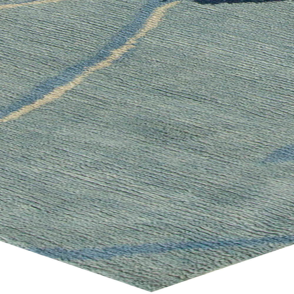 Contemporary Allure Blue and White Hand Knotted Wool Rug N10785