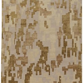 Modern Abstract Geometric Warm Tan Handmade Rug “Aridscape” Designed By Arthur Dunnam N10755