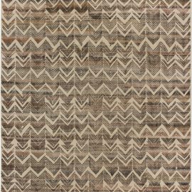 Doris Leslie Blau Collection Beige and Brown Abstract Textured Chevron Rug N11445