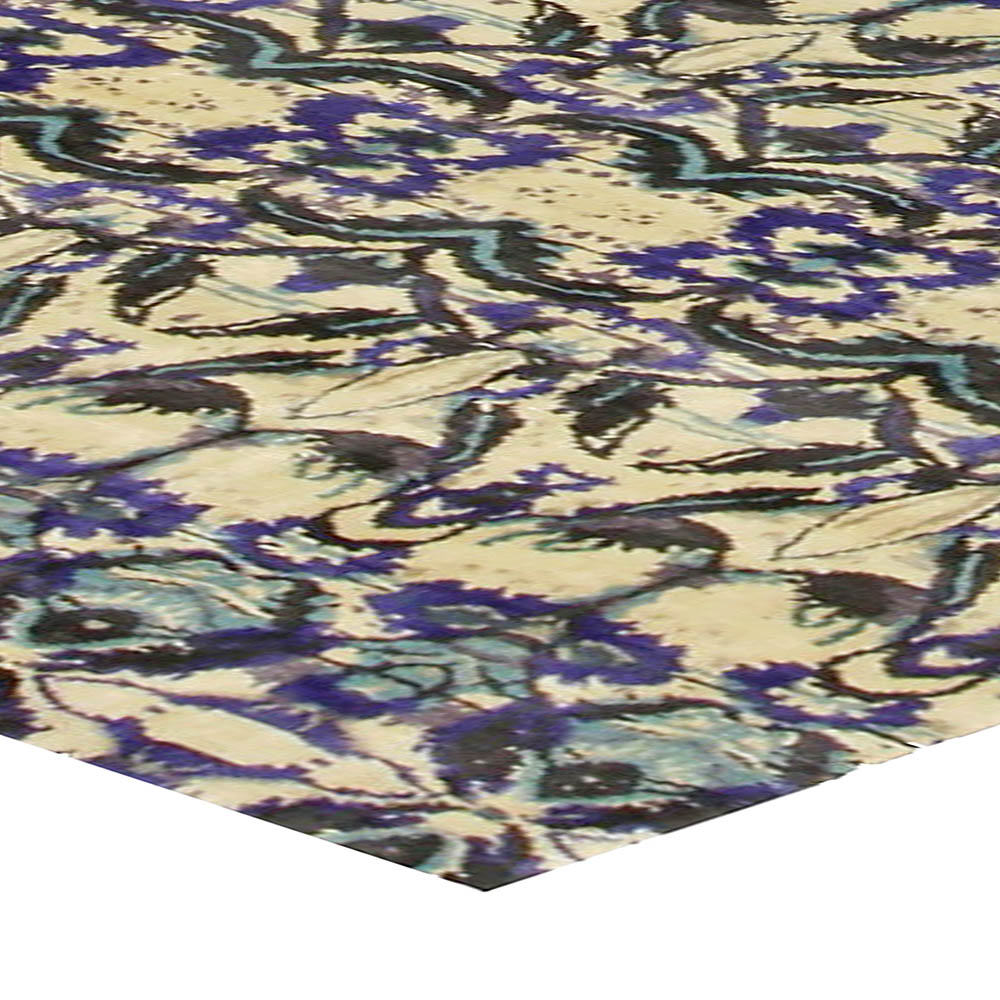 Doris Leslie Blau Collection Bold Modern Eskayel-Natale Cerulean Silk Rug N10616