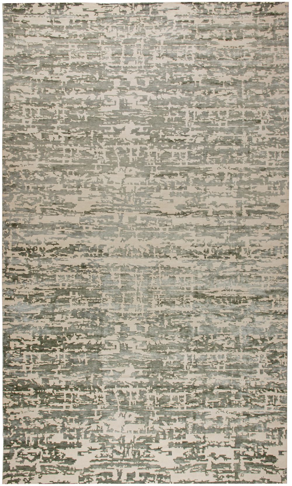 Doris Leslie Blau Collection Oversized Aqua Element Green Wool, Silk Rug N10779