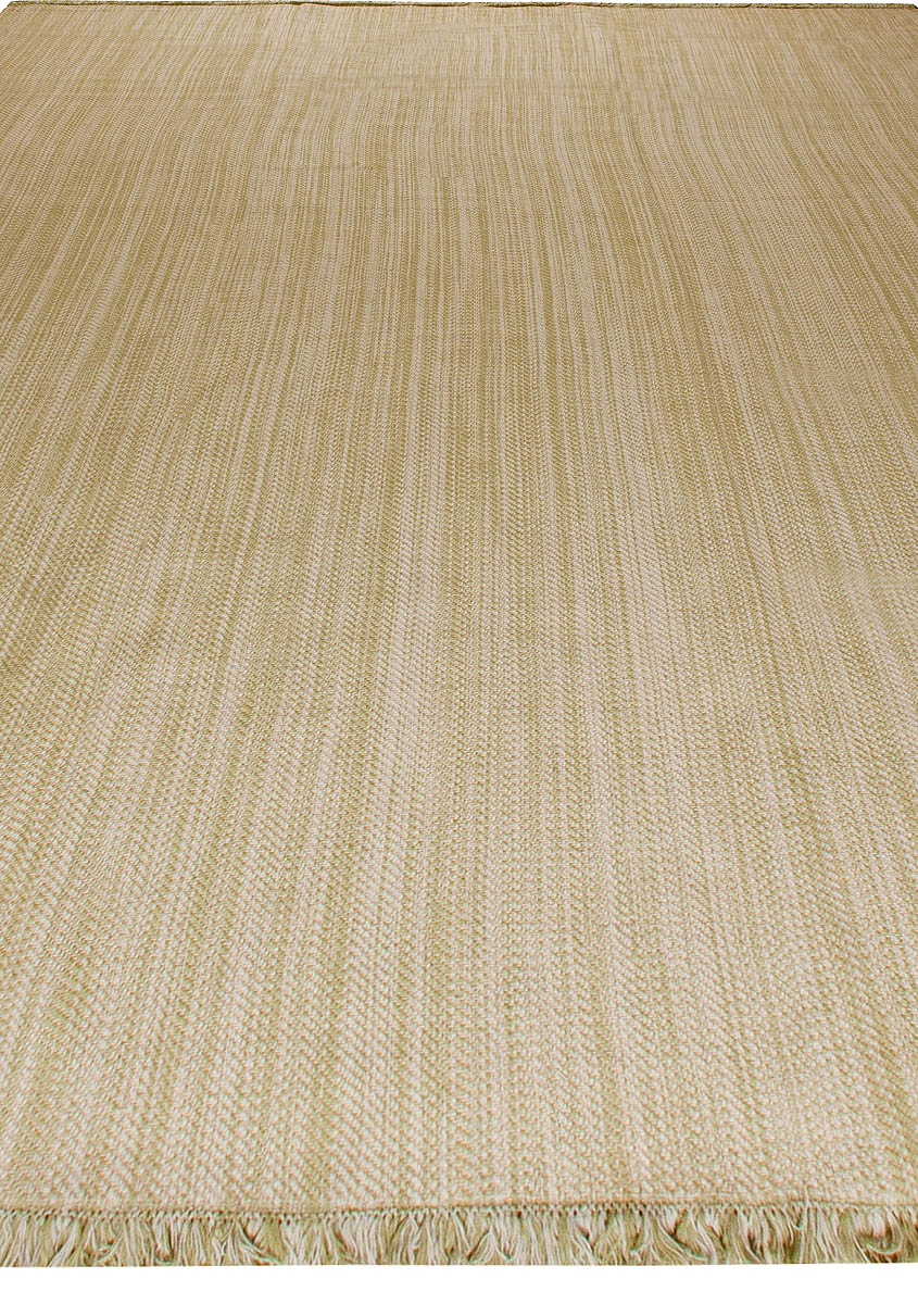 Doris Leslie Blau Collection Large Striped De Lys Beige Flat-Weave Wool Rug N10782